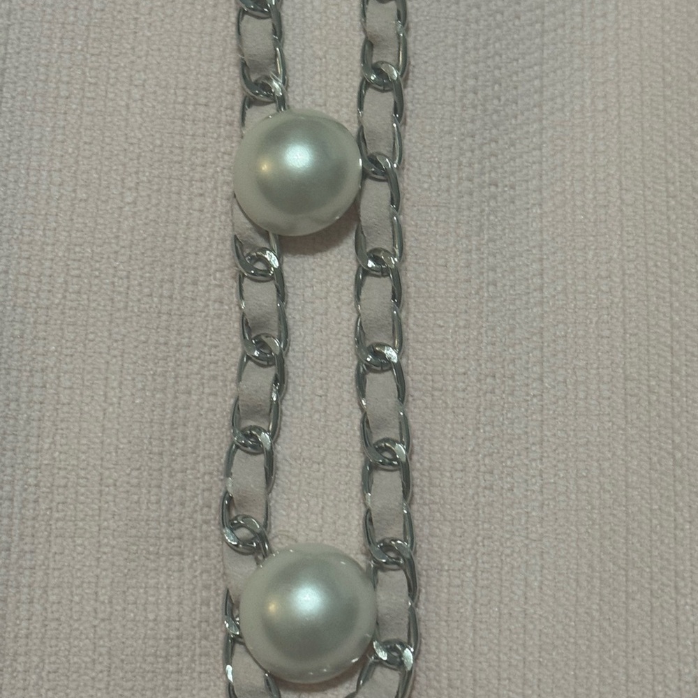 Karl Lagerfeld Pale Pink Sleeveless Shift Dress with Chain Trim - Picture 5 of 6